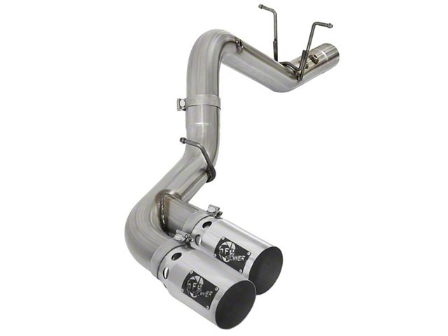 AFE Rebel XD Series 4-Inch DPF-Back Single Exhaust System with Polished Tips; Side Exit (17-19 6.6L Duramax Sierra 2500 HD)