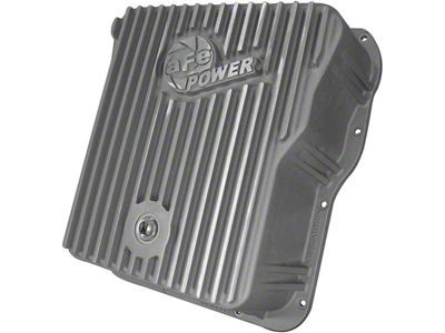 AFE Street Series Transmission Pan with Machined Fins; Raw (07-19 6.6L Duramax Sierra 2500 HD)