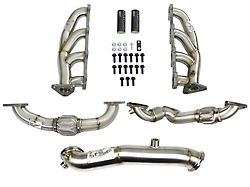 AFE Twisted Steel Shorty Headers with Up-Pipes and Down-Pipe; 4-Bolt Flange (11-15 6.6L Duramax Sierra 2500 HD)