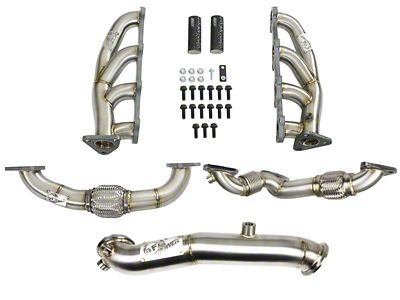 AFE Twisted Steel Shorty Headers with Up-Pipes and Down-Pipe; 4-Bolt Flange (11-15 6.6L Duramax Sierra 2500 HD)