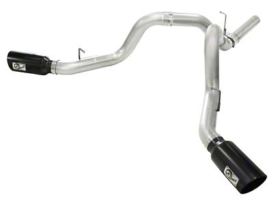 AFE ATLAS 4-Inch DPF-Back Dual Exhaust System with Black Tips; Side Exit (11-16 6.6L Duramax Sierra 3500 HD)