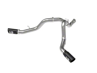 AFE Large Bore-HD 4-Inch DPF-Back Dual Exhaust System with Black Tips; Side Exit (20-24 6.6L Duramax Sierra 3500 HD)