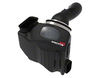 AFE Momentum HD Cold Air Intake with Pro 10R Oiled Filter; Black (20-24 6.6L Duramax Sierra 3500 HD)