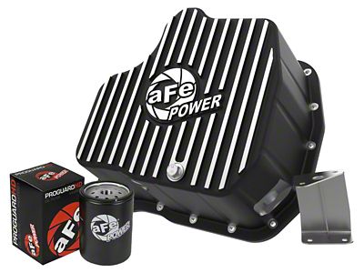 AFE Pro Series Deep Engine Oil Pan with Machined Fins; Black (07-10 6.6L Duramax Sierra 3500 HD)