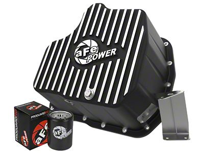 AFE Pro Series Extra Deep Engine Oil Pan with Machined Fins; Black (07-10 6.6L Duramax Sierra 3500 HD)