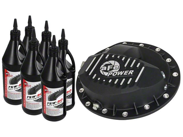AFE Pro Series Rear Differential Cover with 75w-90 Gear Oil; Black; GM 9.5/14 (07-13 Sierra 3500 HD)
