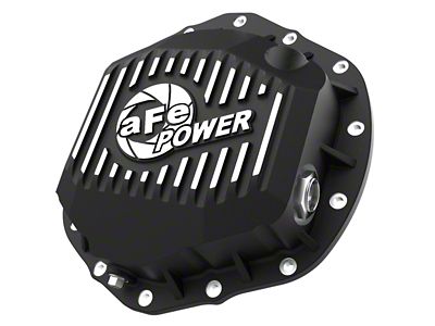 AFE Pro Series Rear Differential Cover with Machined Fins; Black (20-24 Sierra 3500 HD)