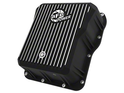 AFE Pro Series Transmission Pan with Machined Fins; Black (07-19 6.6L Duramax Sierra 3500 HD)