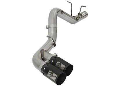 AFE Rebel XD Series 4-Inch DPF-Back Single Exhaust System with Black Tips; Side Exit (17-19 6.6L Duramax Sierra 3500 HD)