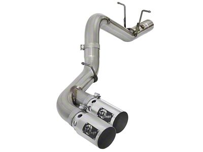 AFE Rebel XD Series 4-Inch DPF-Back Single Exhaust System with Polished Tips; Side Exit (17-19 6.6L Duramax Sierra 3500 HD)