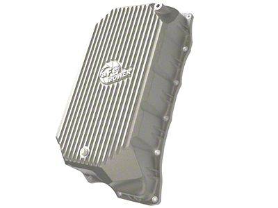 AFE Street Series Transmission Oil Pan with Machined Fins; Raw (20-26 6.6L Duramax Sierra 3500 HD)