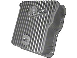 AFE Street Series Transmission Pan with Machined Fins; Raw (07-19 6.6L Duramax Sierra 3500 HD)