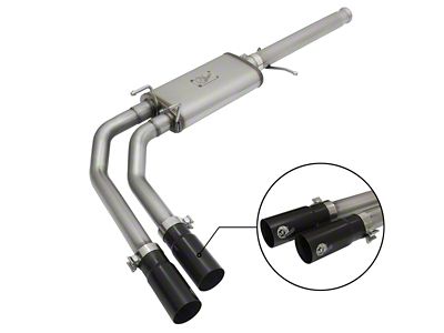 AFE Rebel Series 3 to 2.50-Inch Dual Exhaust System with Black Tips; Middle Side Exit (09-13 4.8L Silverado 1500)