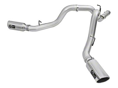 AFE ATLAS 5-Inch DPF-Back Dual Exhaust System with Polished Tips; Side Exit (2016 6.6L Duramax Silverado 2500 HD)