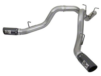 AFE Large Bore-HD 4-Inch DPF-Back Dual Exhaust System with Black Tips; Side Exit (17-19 6.6L Duramax Silverado 2500 HD)