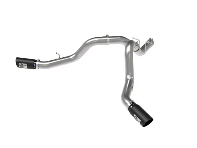 AFE Large Bore-HD 4-Inch DPF-Back Dual Exhaust System with Black Tips; Side Exit (20-24 6.6L Duramax Silverado 2500 HD)
