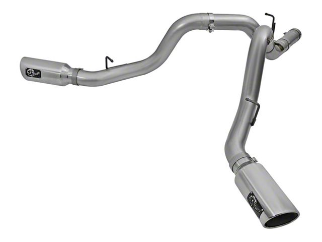 AFE Large Bore-HD 4-Inch DPF-Back Dual Exhaust System with Polished Tips; Side Exit (2016 6.6L Duramax Silverado 2500 HD)