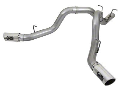 AFE Large Bore-HD 4-Inch DPF-Back Dual Exhaust System with Polished Tips; Side Exit (17-19 6.6L Duramax Silverado 2500 HD)