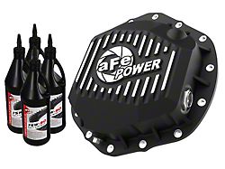 AFE Pro Series Rear Differential Cover with Machined Fins and 75w-90 Gear Oil; Black; AAM 11.50/12 Rear Axles (20-21 Silverado 2500 HD)