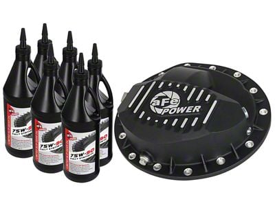 AFE Pro Series Rear Differential Cover with 75w-90 Gear Oil; Black; GM 9.5/14 (07-13 Silverado 2500 HD)
