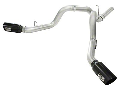 AFE ATLAS 4-Inch DPF-Back Dual Exhaust System with Black Tips; Side Exit (11-16 6.6L Duramax Silverado 3500 HD)