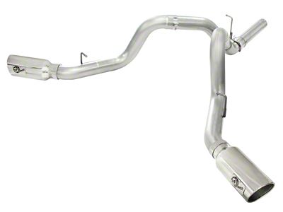 AFE ATLAS 4-Inch DPF-Back Dual Exhaust System with Polished Tips; Side Exit (11-16 6.6L Duramax Silverado 3500 HD)