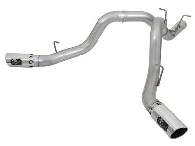 AFE ATLAS 4-Inch DPF-Back Dual Exhaust System with Polished Tips; Side Exit (17-19 6.6L Duramax Silverado 3500 HD)