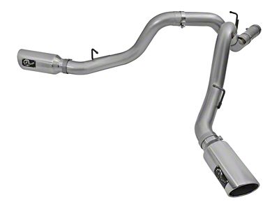 AFE Large Bore-HD 4-Inch DPF-Back Dual Exhaust System with Polished Tips; Side Exit (2016 6.6L Duramax Silverado 3500 HD)
