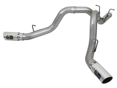 AFE Large Bore-HD 4-Inch DPF-Back Dual Exhaust System with Polished Tips; Side Exit (17-19 6.6L Duramax Silverado 3500 HD)