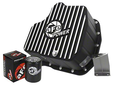 AFE Pro Series Engine Deep Oil Pan with Machined Fins; Black (11-16 6.6L Duramax Silverado 3500 HD)