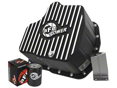 AFE Pro Series Extra Deep Engine Oil Pan with Machined Fins; Black (11-16 6.6L Duramax Silverado 3500 HD)