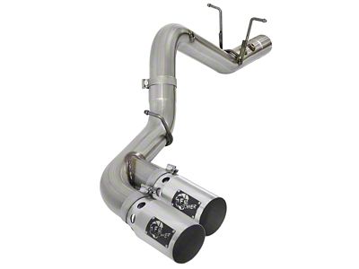 AFE Rebel XD Series 4-Inch DPF-Back Single Exhaust System with Polished Tips; Side Exit (17-19 6.6L Duramax Silverado 3500 HD)