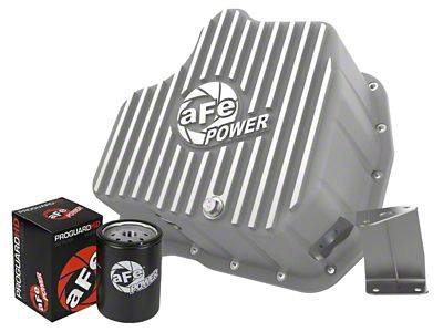 AFE Street Series Engine Deep Oil Pan with Machined Fins; Raw (11-16 6.6L Duramax Silverado 3500 HD)