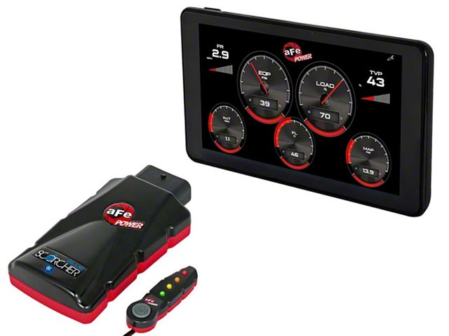 AFE AGD Advanced Gauge Display Monitor and SCORCHER BLUE Bluetooth Power Module (17-19 6.7L Powerstroke F-250 Super Duty)