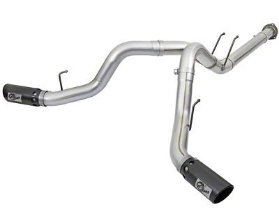 AFE ATLAS 4-Inch DPF-Back Dual Exhaust System with Black Tips; Side Exit (17-22 6.7L Powerstroke F-250 Super Duty)