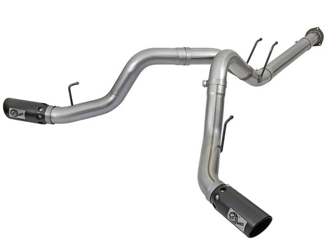 AFE Large Bore-HD 4-Inch DPF-Back Dual Exhaust System with Black Tips; Side Exit (17-22 6.7L Powerstroke F-250 Super Duty)
