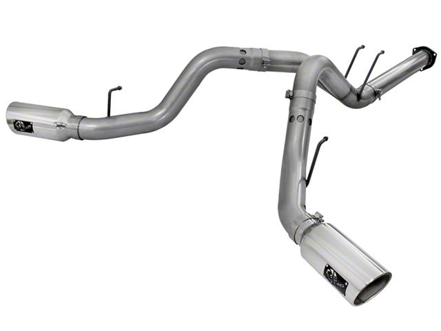 AFE Large Bore-HD 4-Inch DPF-Back Dual Exhaust System with Polished Tips; Side Exit (11-14 6.7L Powerstroke F-250 Super Duty)