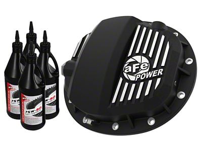 AFE Pro Series Rear Differential Cover and Gear Oil; Black with Machined Fins (19-21 V8 Tahoe)