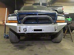 Affordable Offroad Modular Winch Front Bumper with Bull Bar; Bare Metal (97-04 Dakota)