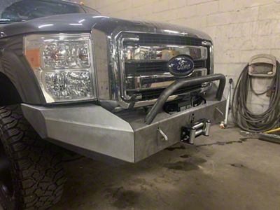 Affordable Offroad Modular Winch Front Bumper with Bull Bar; Black (11-16 F-250 Super Duty)