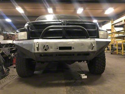 Affordable Offroad Modular Winch Front Bumper with Bull Bar; Bare Metal (94-02 RAM 2500)