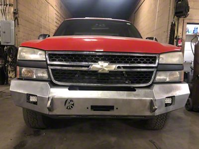 Affordable Offroad Modular Winch Front Bumper with Bull Bar; Bare Metal (03-06 Silverado 1500)