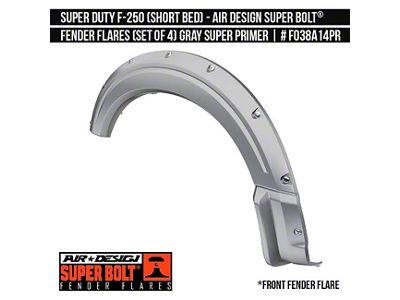 Air Design Super Bolt Fender Flares; Unpainted (23-26 F-250 Super Duty SuperCrew w/ 6-3/4-Foot Bed)