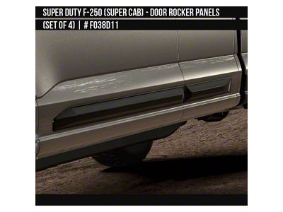 Air Design Door Rocker Panels; Satin Black (23-26 F-350 Super Duty SuperCab)