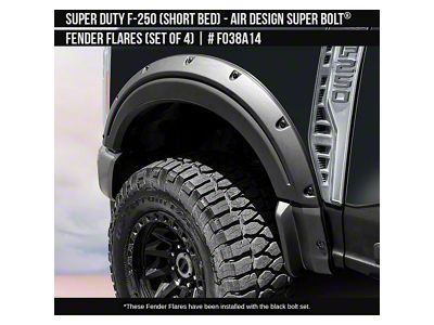 Air Design Super Bolt Fender Flares; Satin Black (23-26 F-350 Super Duty SuperCrew SRW w/ 6-3/4-Foot Bed)