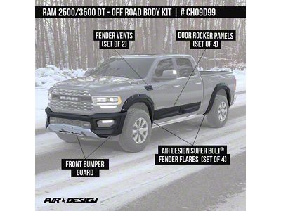 Air Design Full Off-Road Body Kit; Satin Black (19-26 RAM 3500 Crew Cab)