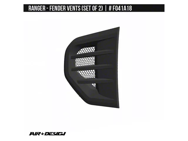 Air Design Ranger Fender Vents; Satin Black FO41A18 (24-26 Ranger ...