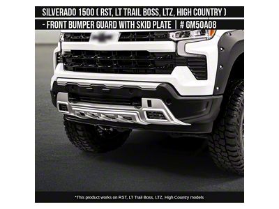 Air Design Front Bumper Guard; Satin Black/Satin Silver (22-26 Silverado 1500 High Country, LT Trail Boss, LTZ, RST)