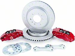Alcon 4-Piston Rear Big Brake Kit with 360x32mm Slotted Rotors; Red Calipers (10-17 F-150 w/ Manual Parking Brake; 10-18 F-150 Raptor)
