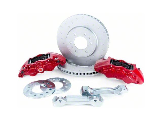 Alcon 6-Piston Front Big Brake Kit with 347x36mm Slotted Rotors; Red Calipers (10-20 F-150)